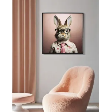 MALOWANY OBRAZ NA PÓŁNIE LACCATO BUNNY Z RAMĄ 62,5 2,8 62,5 cm